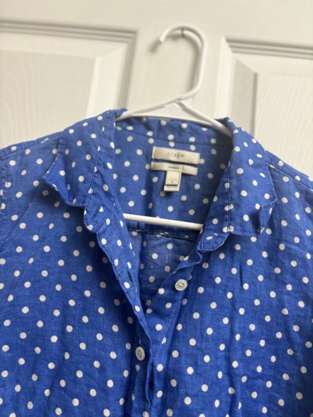 J. Crew Women's Linen Polka Dot Perfect Button Down Top